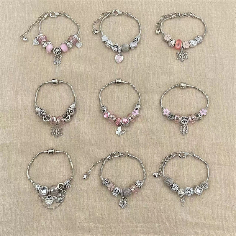 潘家风格雪花粉爱心吊坠手链繁星童话手链小众轻奢串珠手饰女跨境