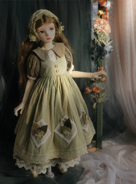 bjd二分娃衣三四分洋装1/3叔军青绿色系暖洋洋young手作《春芽》