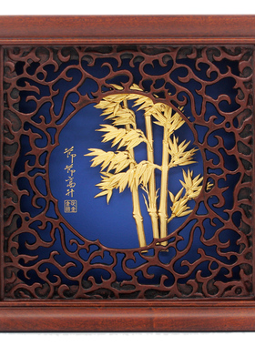 竹子金箔画商务送客户工艺品定制