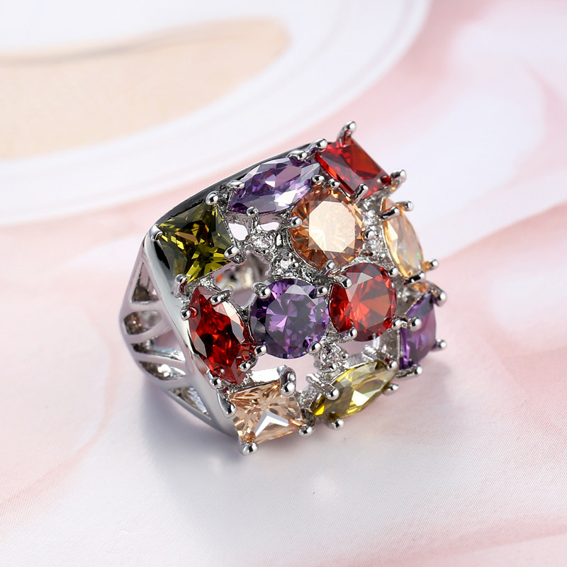 欧美彩色锆石戒指女精致小众设计感高级轻奢大气时尚个性指环复古,饰品/流行首饰/时尚饰品新,戒指/指环,淘宝优惠券,粉丝福利购,淘宝优惠卷
