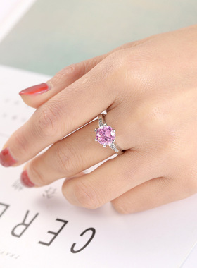 六爪黑色锆石复古食指戒女