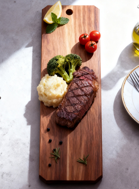 乌檀木木牛排盘木质托盘沙比利新款木质餐盘餐厅专用食物糕点垫板