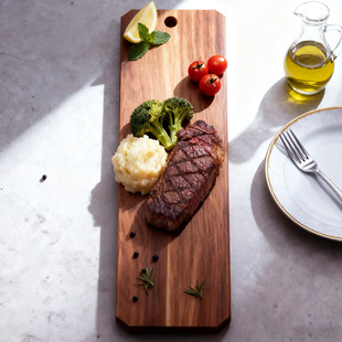 乌檀木木牛排盘木质托盘沙比利新款木质餐盘餐厅专用食物糕点垫板