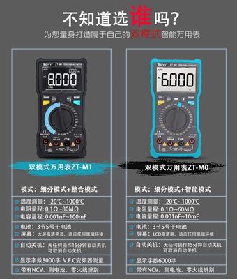 促众仪ZTM0ZTM1防烧万用表数字高精度全自动电工维修万能表大电新