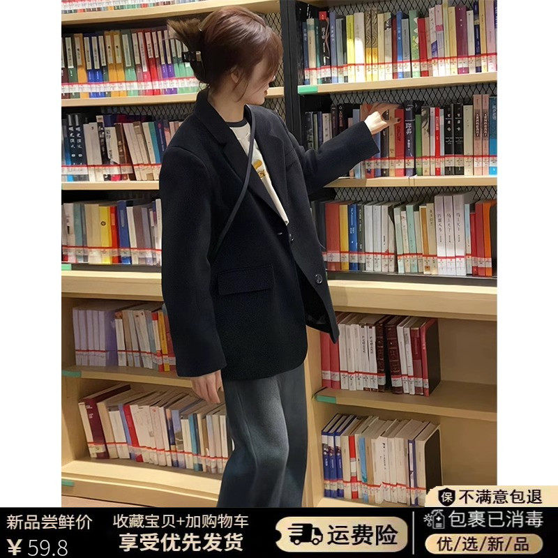 黑色西装外套女2025春秋新款小个子高级感宽松气质休闲学院风西服