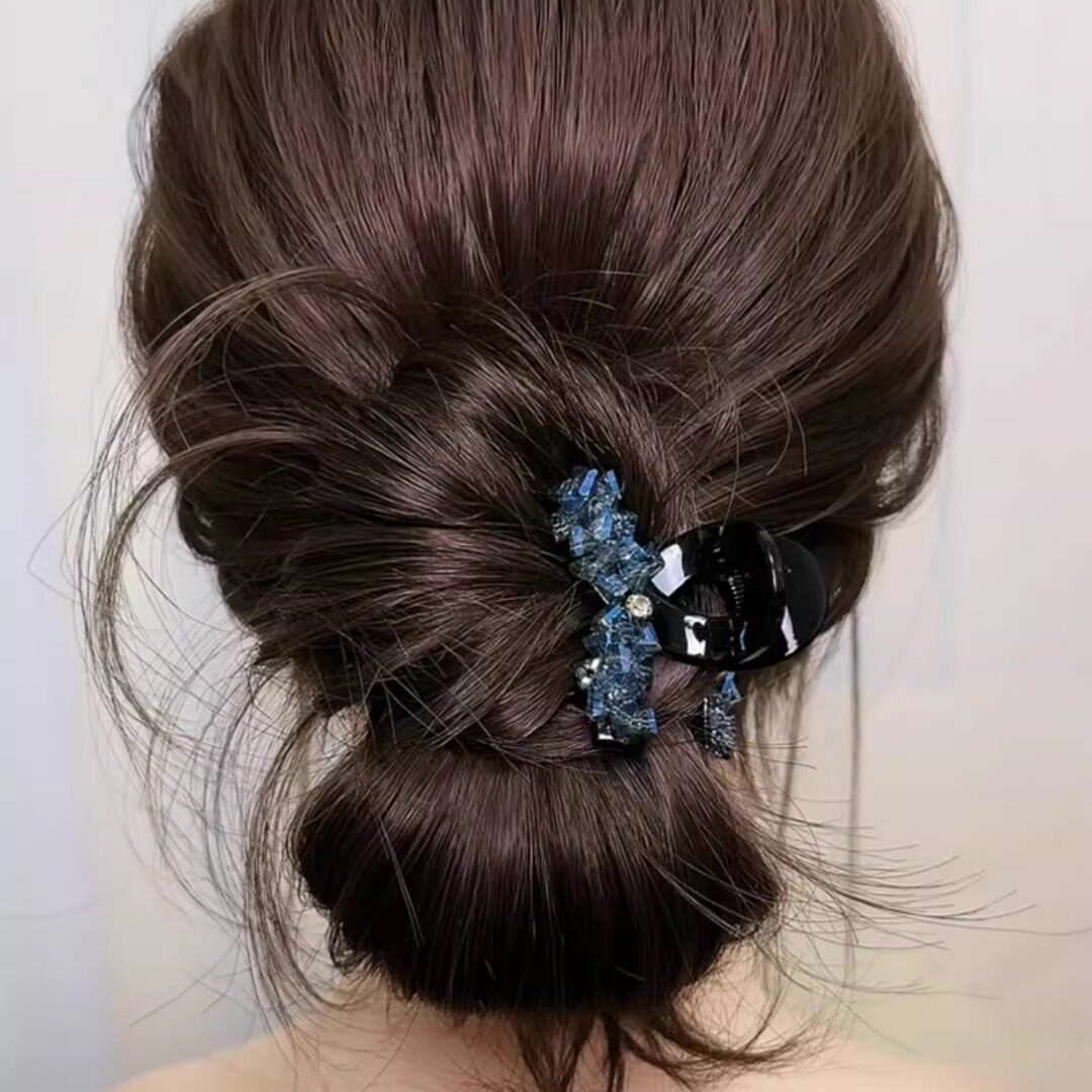 2025新款轻奢精致双面水晶小花盘发抓夹甜美简约时尚后脑勺鲨鱼夹,家庭/个人清洁工具,盘发器,淘宝优惠券,粉丝福利购,淘宝优惠卷