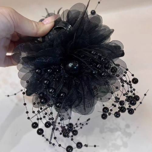 牡丹花羽毛流苏抓夹2024新款