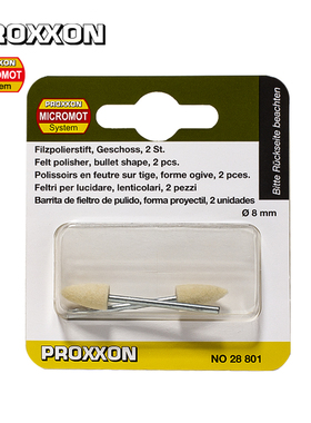 [28801]子弹型毛毡抛光头柄径Ø2.35mm德国PROXXON普洛克森迷你魔