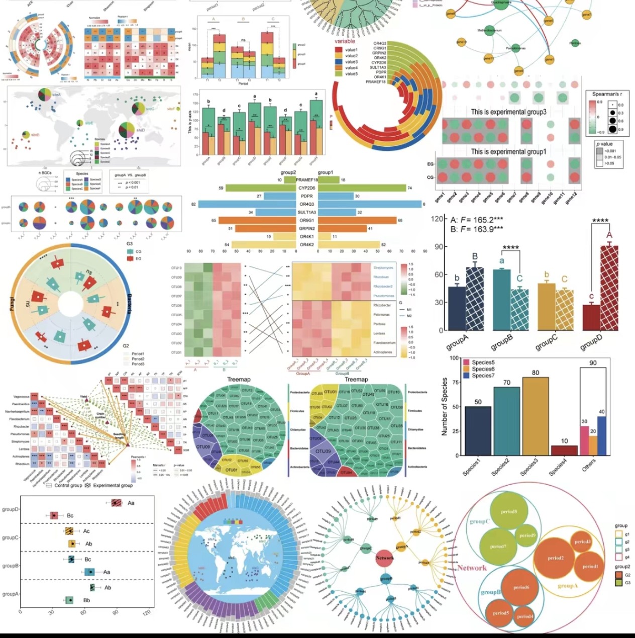 R语言ggplot2绘图绘图做数据统计画图热图相关性图气泡图等图片