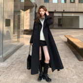 双排扣收腰气质高个子大衣高级感外套 新款 黑色风衣女长款 2026春季