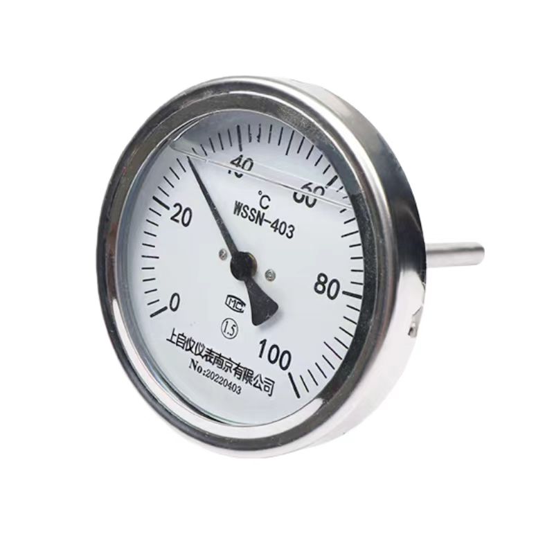 轴向型双金属温度计WSSN-403工业管道用固定螺纹指针机械式温度计