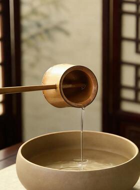 竹制茶勺厂家现货长柄分茶勺竹水瓢竹茶具茶道零配煮茶配件