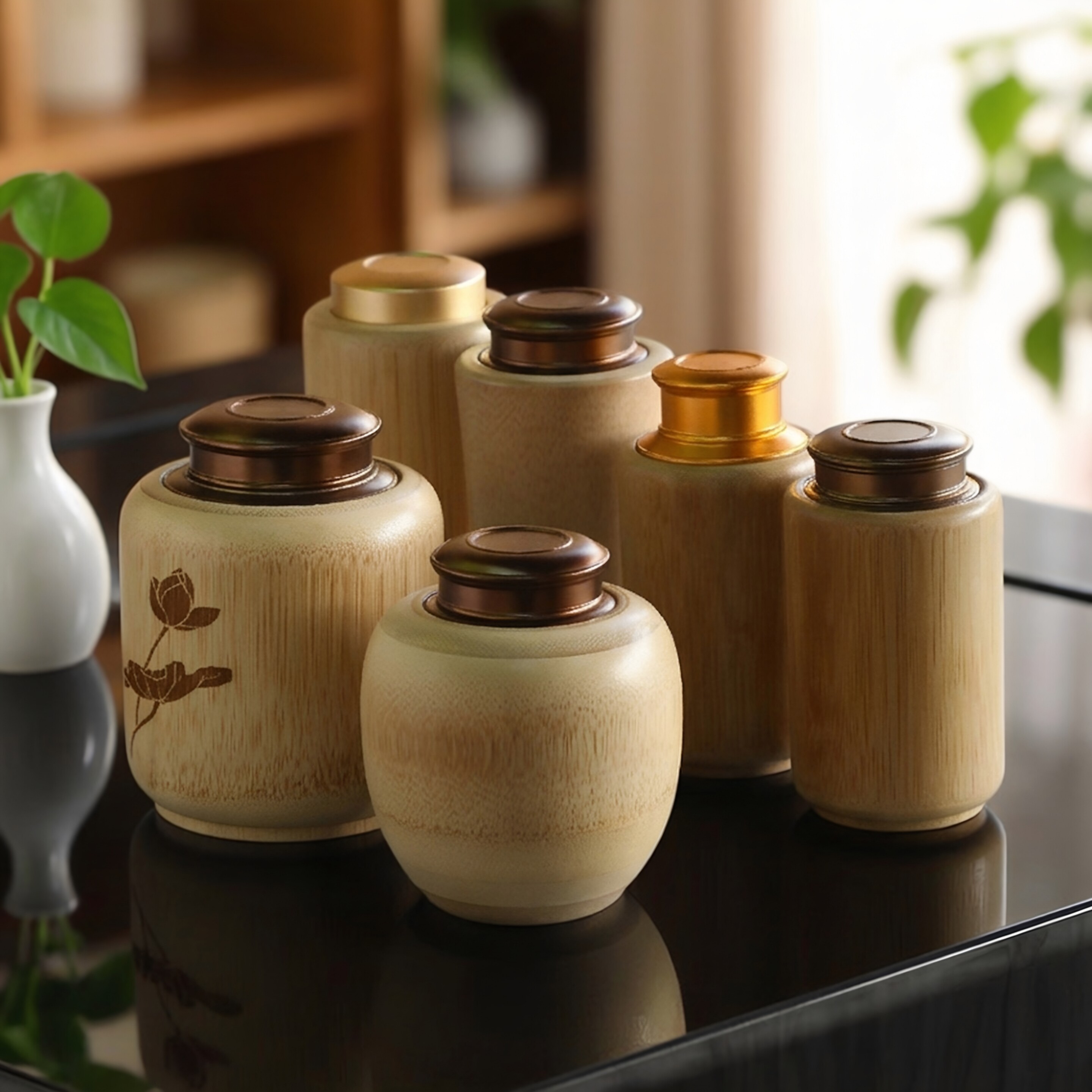 迷你茶叶筒玉竹筒拧盖随身茶叶盒