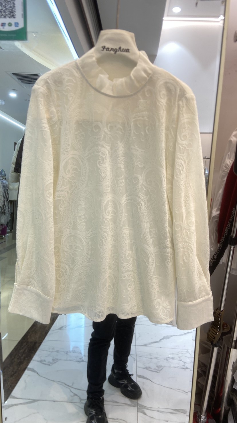 欧货2026早春季新款木耳边立领侧开叉腰果花刺绣蕾丝衬衫女上衣潮,女装/女士精品,衬衫,淘宝优惠券,粉丝福利购,淘宝优惠卷