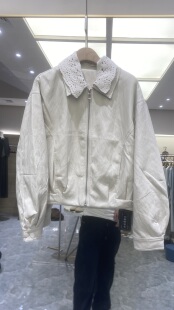 欧货韩系蕾丝翻领短款皮外套女2026春小个子PU皮衣夹克设计感上衣