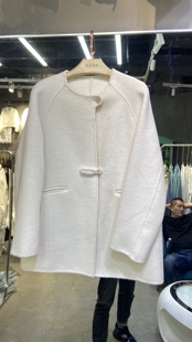 欧货新中式圆领双面羊绒大衣女a字版时尚中长款小个子羊毛呢外套