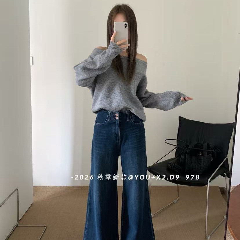 欧货2026YOU+X2秋新复古水洗显瘦微喇牛仔裤女潮欧洲站休闲裤978
