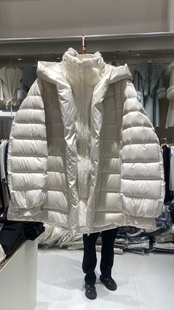 欧货2025冬季新款连帽排骨宽松90白鹅绒羽绒服加厚保暖时尚外套女