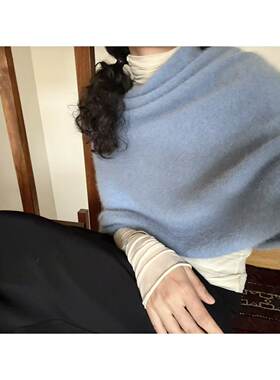 两色羊毛狐狸原绒披肩