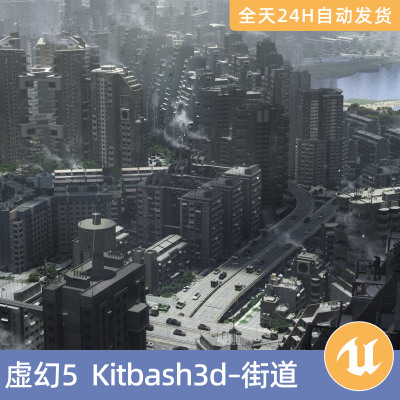 UE虚幻5素材模型资源资产KitBash3D苏联街区楼房建筑高城市混凝土