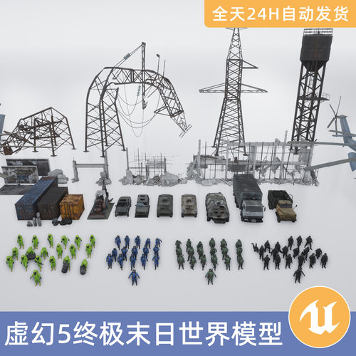 UE5虚幻5素材模型地编资产模块化终极末日世界防护服军队装甲车3D