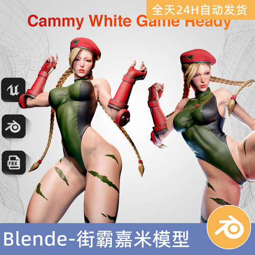 Blender素材模型资源资产风格化人物角色游戏街头霸王嘉米NSFW