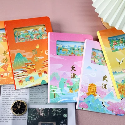 大美武汉西安天津长沙开封3D立体镂空纸雕景区旅游打卡集章盖章本