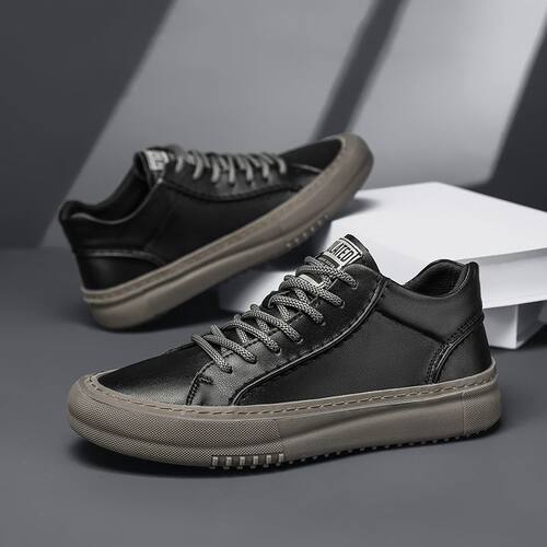 走索男鞋春秋新款欧版板鞋休闲鞋男鞋潮流高帮鞋男款百搭黑色