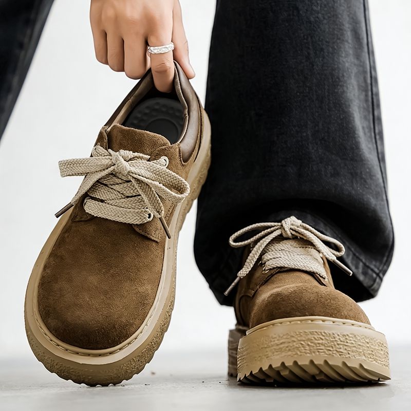 厚底单鞋春秋休闲松糕底女鞋系带深口板鞋平底妈妈鞋舒适皮鞋