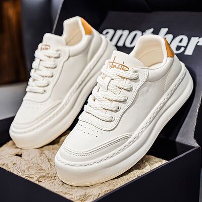 男鞋冬季潮流百搭白色板鞋男士休闲皮鞋运动厚底小白潮鞋
