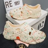 女士果冻鞋 女两用凉拖鞋 妈妈凉鞋 外穿花园鞋 夏季 护士鞋 印花洞洞鞋