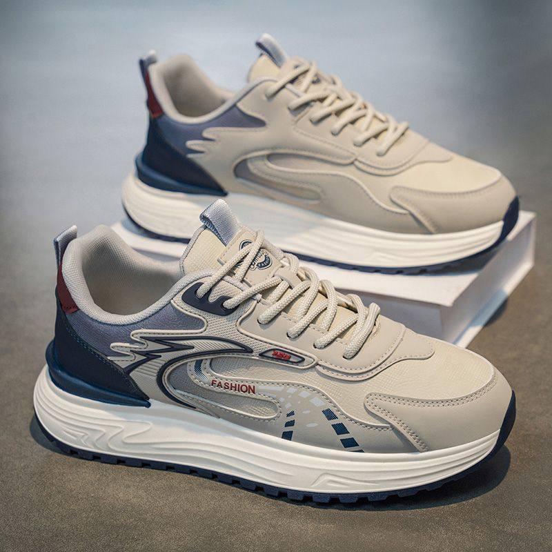 春季男鞋新款透气网面运动跑步鞋韩版潮流百搭厚底学生休闲老爹鞋