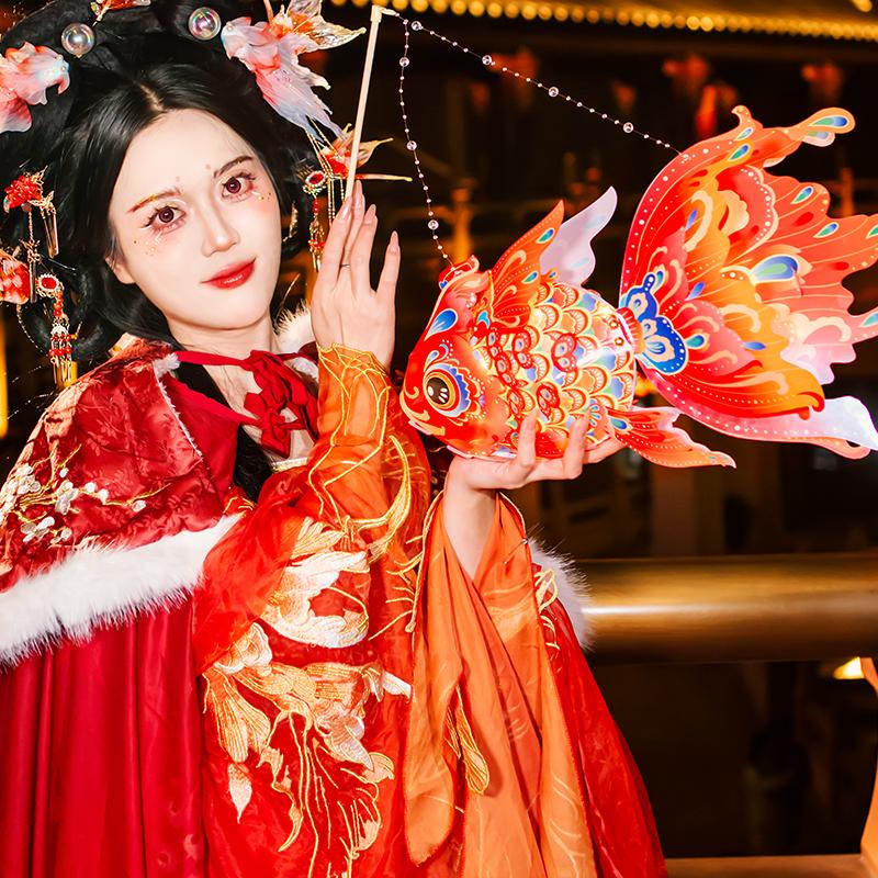 新年灯笼锦鲤鱼灯笼发光花灯
