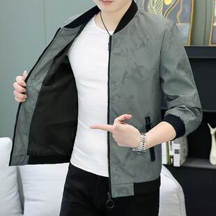 春秋新款男士外套薄款夹克青年高档百搭修身潮流休闲棒球服外套男