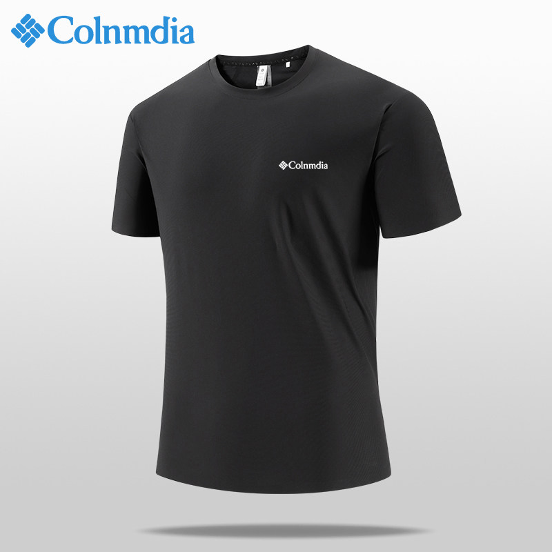 哥伦男士夏季冰丝圆领亲肤休闲短袖T恤速干凉感户外跑步运动上衣