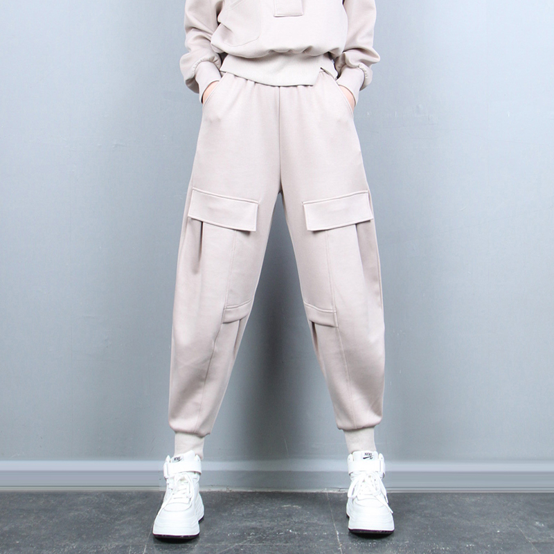 中腰休闲工装裤女长裤小脚哈伦裤