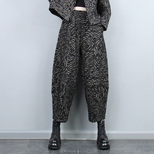 新品 2025年秋季 宽松哈伦裤 中腰垮裤 提花纹理灯笼裤 复古老爹裤 女裤