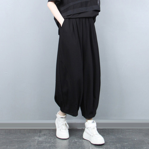 26年夏季暗黑风显瘦七分灯笼裤女