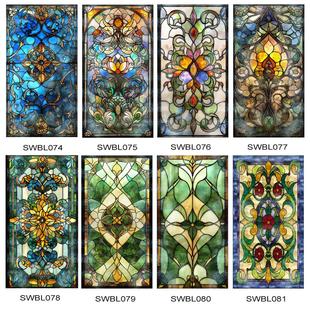 WBL074 宫廷风双面彩色石纹静电玻璃贴PV可移除窗户贴膜 081法式