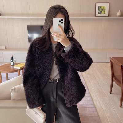 源头工厂拉贡皮毛一体皮草大衣女2025冬季新款真毛海宁皮草外套