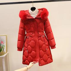 羽绒棉服女中长款2025冬爆款棉衣时尚收腰显瘦大毛领保暖棉袄外套