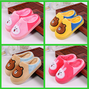 厚底包跟 居家可爱防滑保暖棉拖鞋 儿童棉拖鞋 冬男女童小孩宝宝冬季