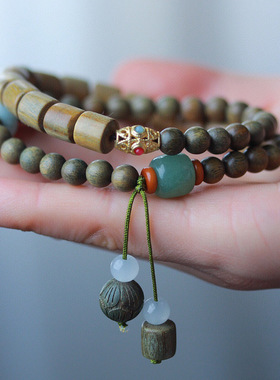 手链文玩桶珠绿檀木情侣