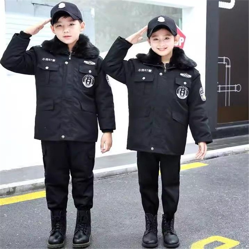 冬款儿童警服套装小特警加厚加棉服男女童小警官棉袄服小交警制服