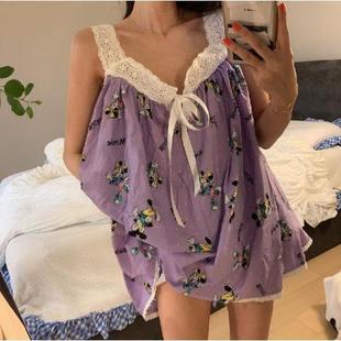 胖mm大码吊带睡衣女夏天薄款高级感卡通短裤家居服两件套装300斤
