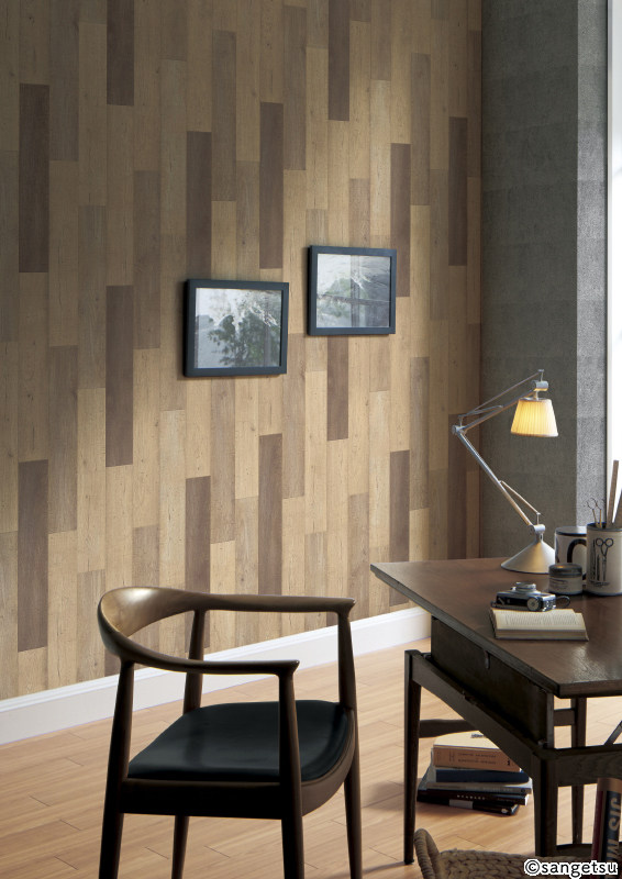 100%日本进口山月墙壁纸木纹仿真地板风格背景墙现代宜家风格现货