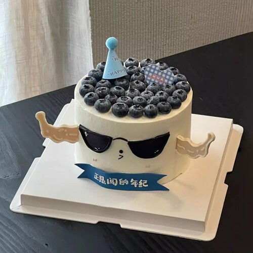 强壮肌肉手臂墨镜男生蛋糕装饰摆件健身正是闯的年纪生日甜品插件