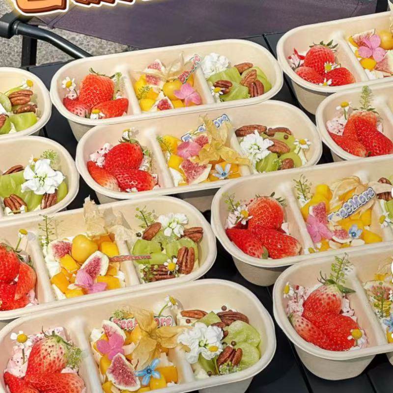 网红春游三拼蛋糕盒子打包盒