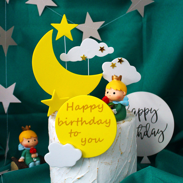 月亮云朵海绵卡通情景蛋糕装饰