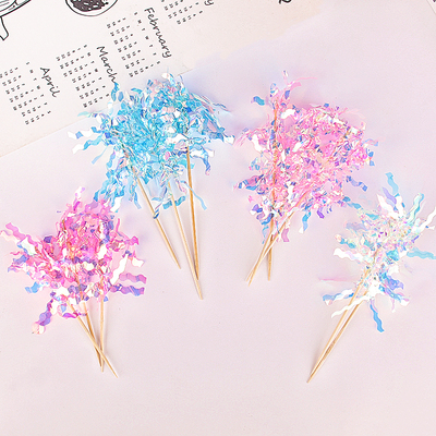 ins风格雨丝流苏插旗蛋糕装饰